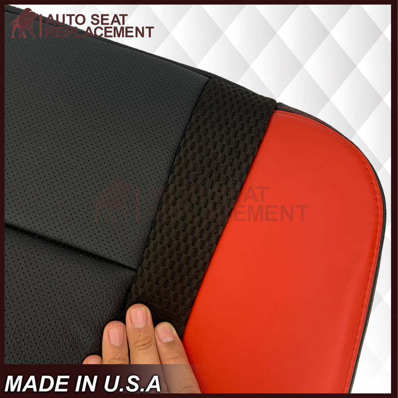 2014 Ford F-150 Raptor SVT Top or Bottom Perforated Seat Cover in 2 Tone Red-Black Choose: Leather or Vinyl