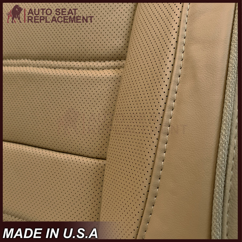 2014-2019 GMC Sierra Denali Perforated Genuine Leather Replacement Seat Cover In Dune Tan - Auto Seat Replacement