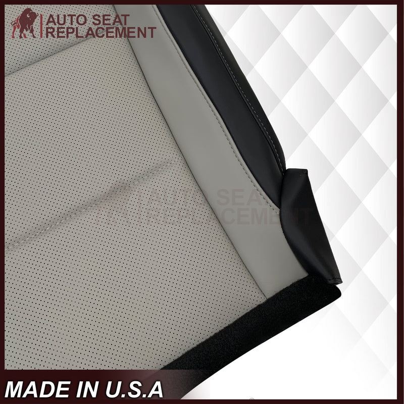 2016-2022 Lexus RX350 RX450h Replacement Perforated Synthetic Leather Seat Cover: 2-Tone Gray & Black
