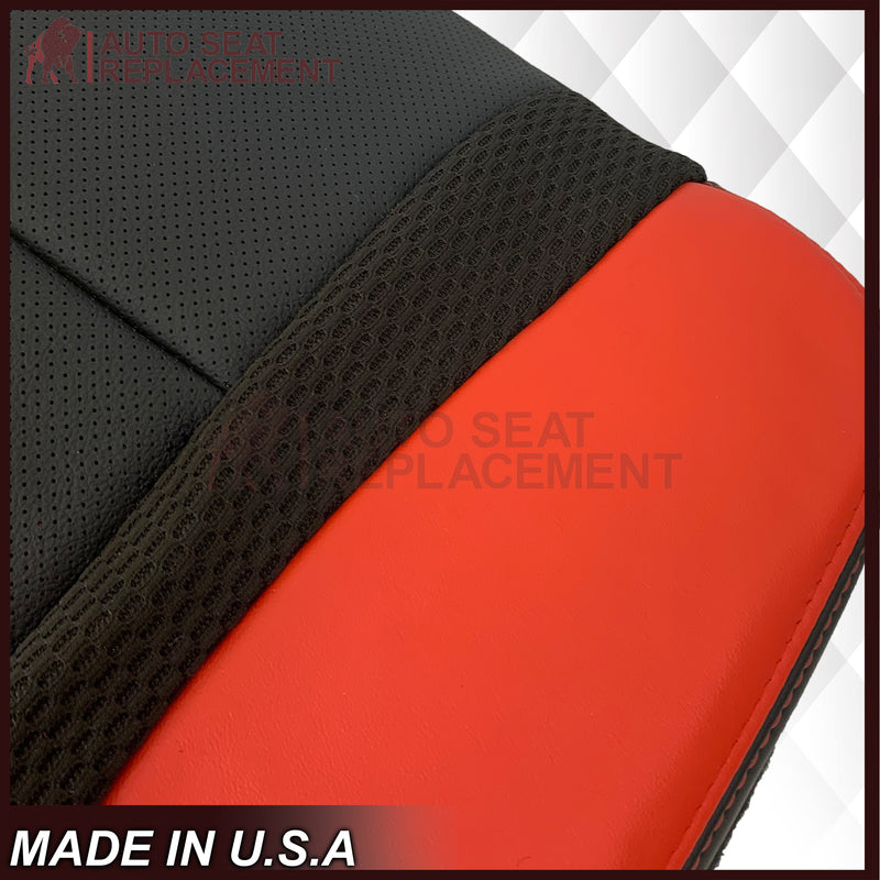 2014 Ford F-150 Raptor SVT Top or Bottom Perforated Seat Cover in 2 Tone Red-Black Choose: Leather or Vinyl