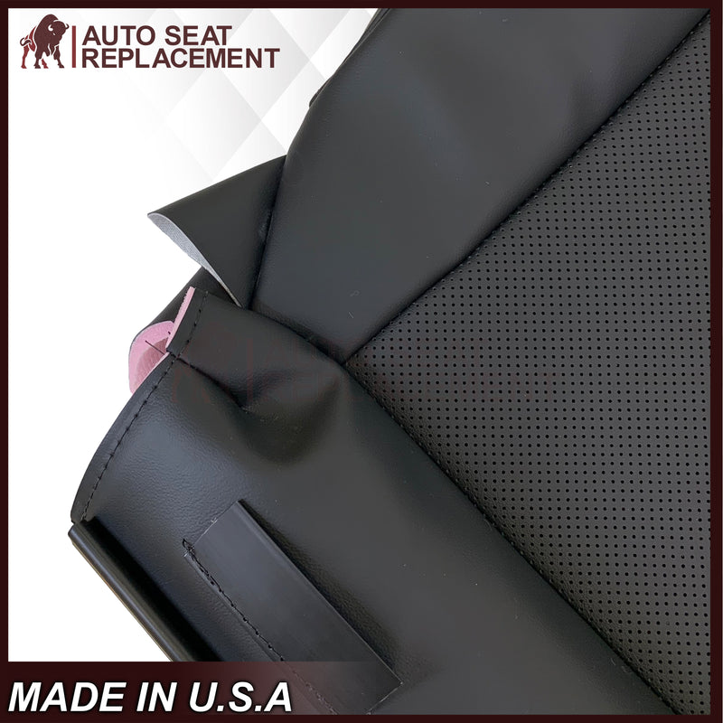 2004 - 2014 Toyota Highlander Driver OR Passenger Side Bottom PERFORATED Genuine Leather/Synthetic Leather Seat Covers In Black