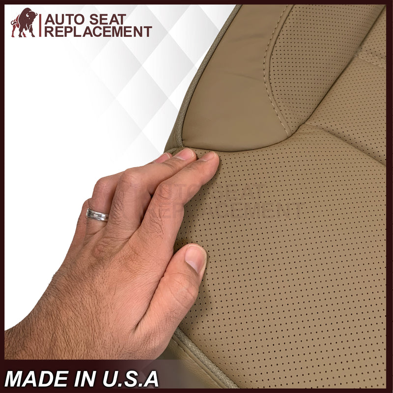 2014-2019 GMC Sierra Denali Perforated Genuine Leather Replacement Seat Cover In Dune Tan - Auto Seat Replacement