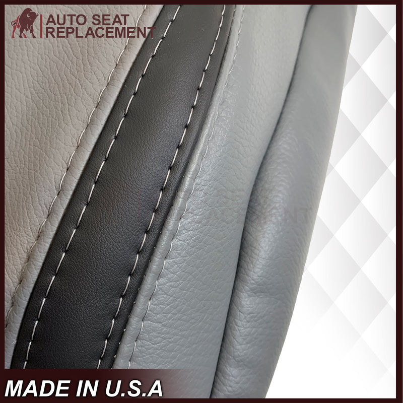 2011 - 2014 Ford F-150 Platinum Edition Perforated Genuine Leather or Synthetic Leather Steel Gray W/ Black Seat Covers