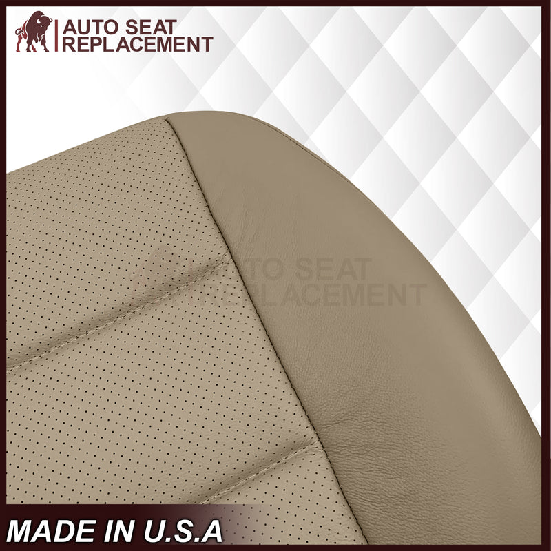 2008-2012 Mercedes Benz GLK250, GLK-350 Driver OR Passenger Bottom Replacement Leather Seat Cover: Perforated Tan - Auto Seat Replacement