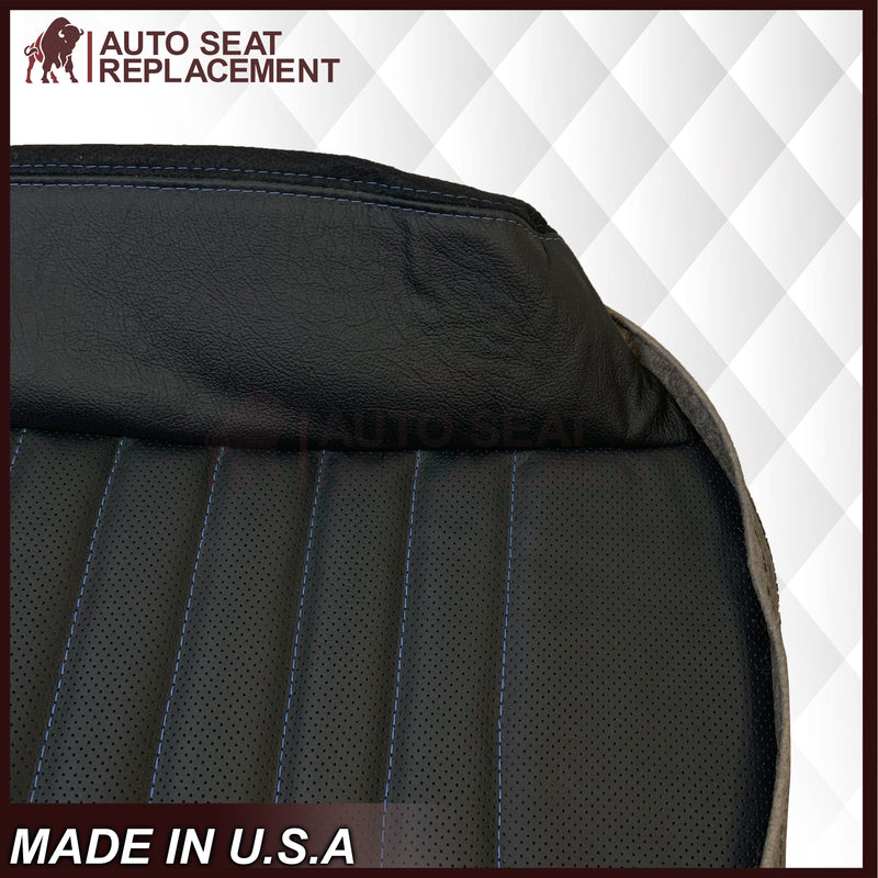 1999-2004 Ford Mustang GT Convertible Custom Blue Stitching Front & Second Row Seat Covers in Dark Charcoal Black: Choose From Variation