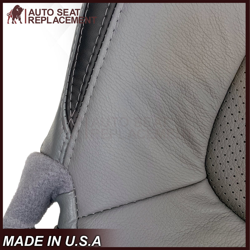 2011 - 2014 Ford F-150 Platinum Edition Perforated Genuine Leather or Synthetic Leather Steel Gray W/ Black Seat Covers