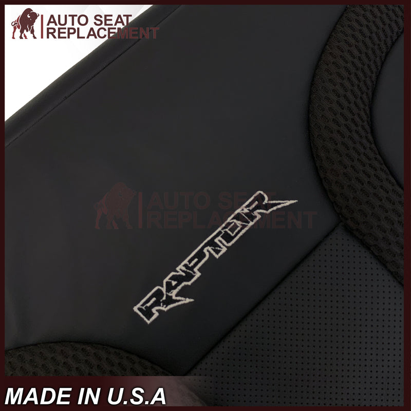 2010 - 2014 Ford F150 Raptor Perforated Seat Cover in Black With White Logo Choose: Leather or Vinyl