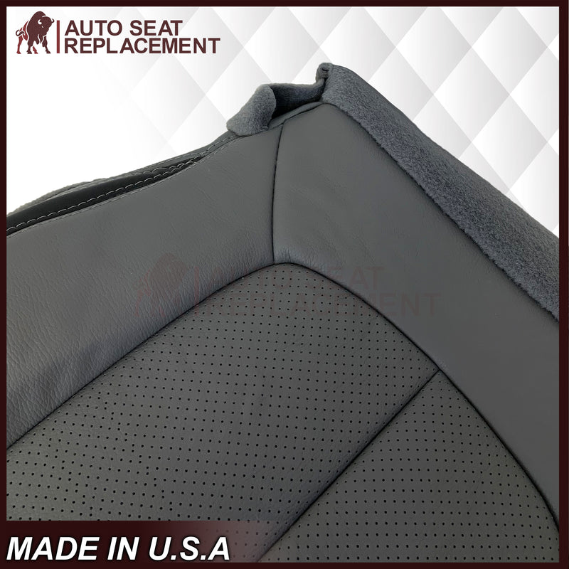 2011 - 2014 Ford F-150 Platinum Edition Perforated Genuine Leather or Synthetic Leather Steel Gray W/ Black Seat Covers