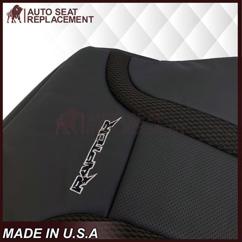 2010 - 2014 Ford F150 Raptor Perforated Seat Cover in Black With White Logo Choose: Leather or Vinyl