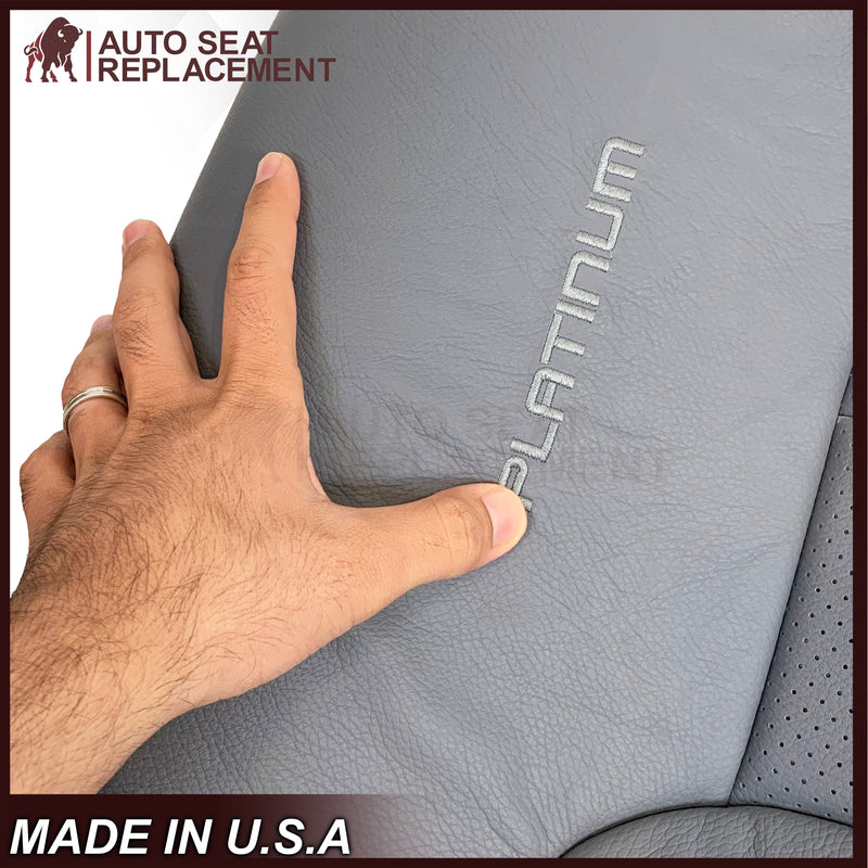 2011 - 2014 Ford F-150 Platinum Edition Perforated Genuine Leather or Synthetic Leather Steel Gray W/ Black Seat Covers