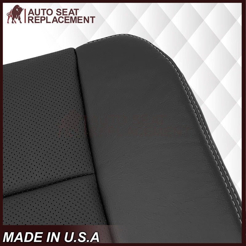 2009 - 2014 Ford F-150 Lariat Replacement Perforated Genuine Leather / Synthetic Leather Seat Cover In Black