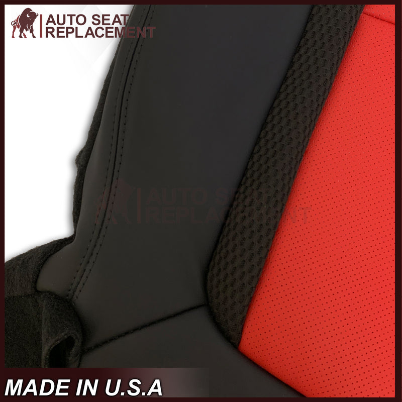 2010 - 2014 Ford F-150 Raptor Top or Bottom Perforated Seat Cover in 2 Tone Red-Black Choose: Leather or Vinyl