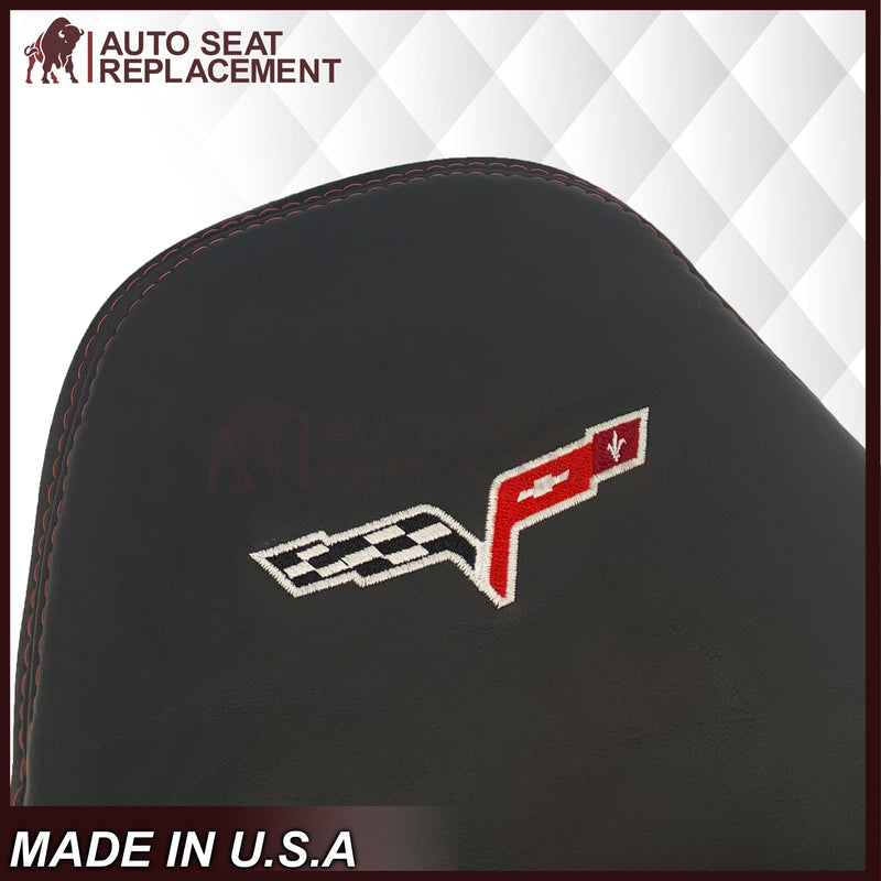 2005 - 2007 Corvette C6 Replacement Seat Cover 2-tone black and Cobalt Red