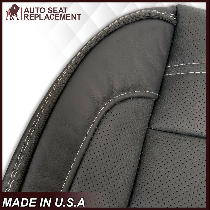 2014 2015 2016 2017 2018 2019 GMC Sierra Denali Second Row Perforated Leather Seat Cover Replacement in Black (Perforated Jet Black)