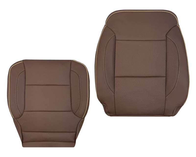 2014-2019 Chevy Silverado 1500 2500HD 3500HD High Country Replacement Perforated Genuine Leather OR Synthetic Leather Seat Covers: Brown - Auto Seat Replacement
