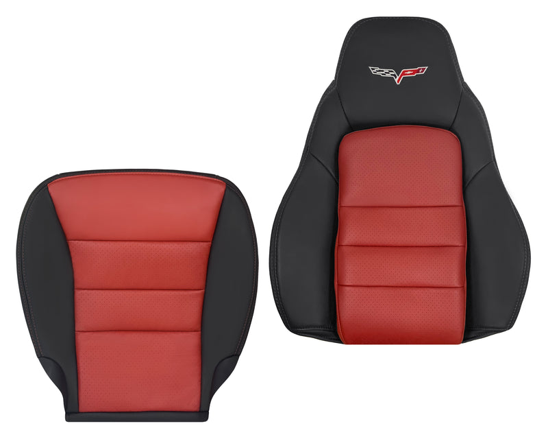 2005 - 2007 Corvette C6 Replacement Seat Cover 2-tone black and Cobalt Red