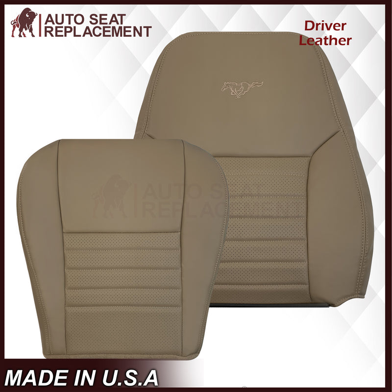 1999-2004 Ford Mustang GT V8 Replacement Cowhide Leather OR Synthetic Leather Seat Cover: Tan, Perforated