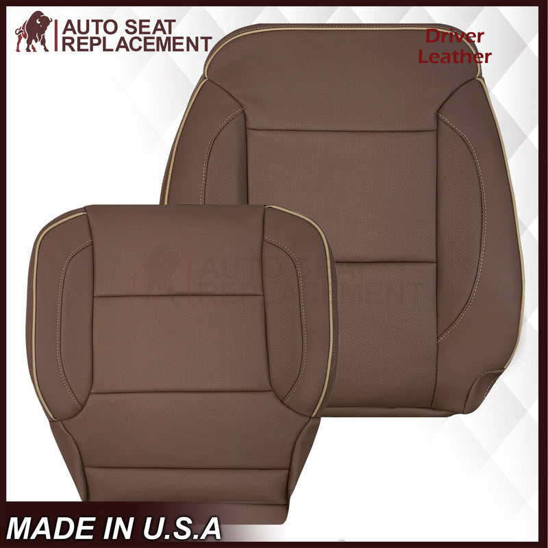 2014-2019 Chevy Silverado 1500 2500HD 3500HD High Country Replacement Perforated Genuine Leather OR Synthetic Leather Seat Covers: Brown - Auto Seat Replacement