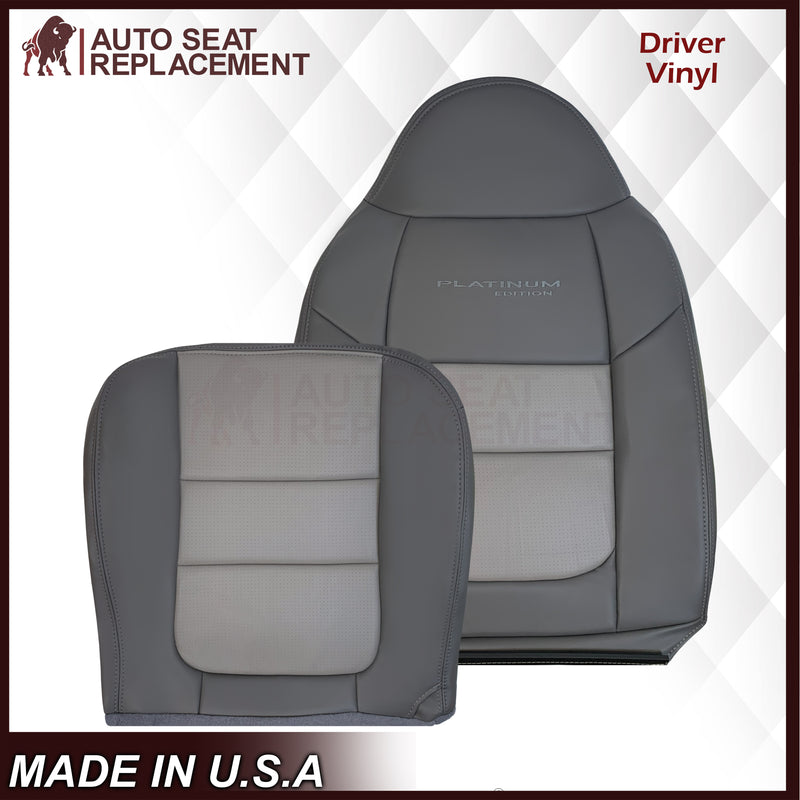 2001 Ford F250 Platinum Edition New Vinyl Replacement Seat Cover in 2-Tone Gray - Auto Seat Replacement