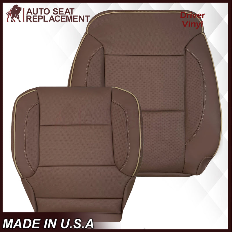 2014-2019 Chevy Silverado 1500 2500HD 3500HD High Country Replacement Perforated Genuine Leather OR Synthetic Leather Seat Covers: Brown - Auto Seat Replacement