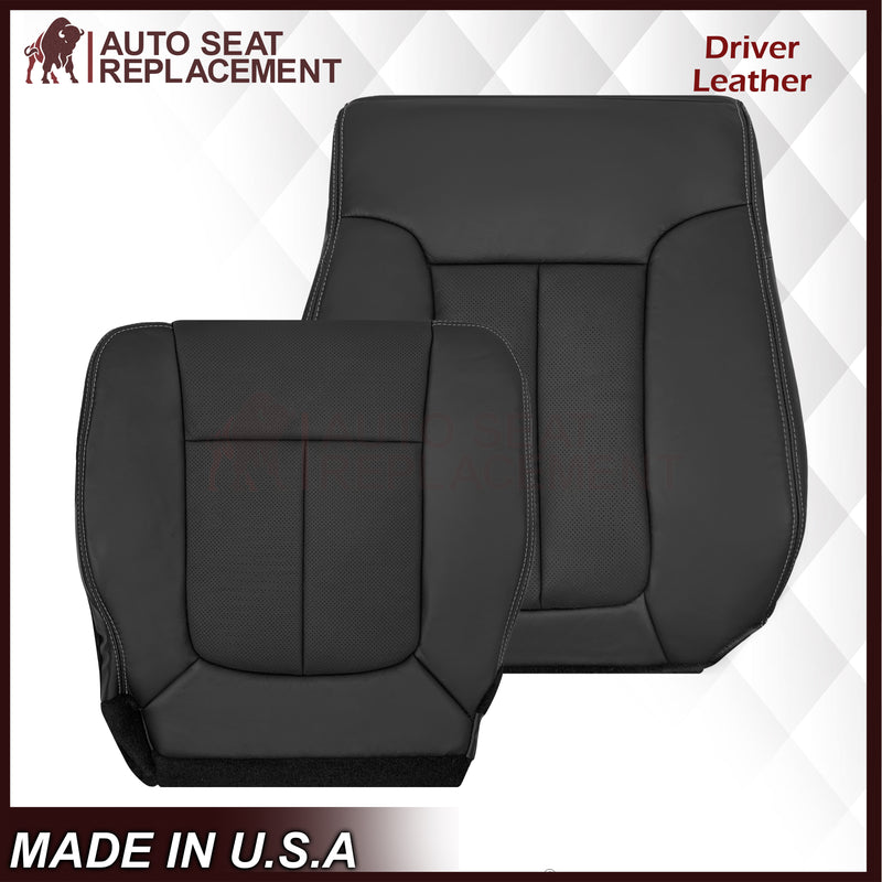2009 - 2014 Ford F-150 Lariat Replacement Perforated Genuine Leather / Synthetic Leather Seat Cover In Black