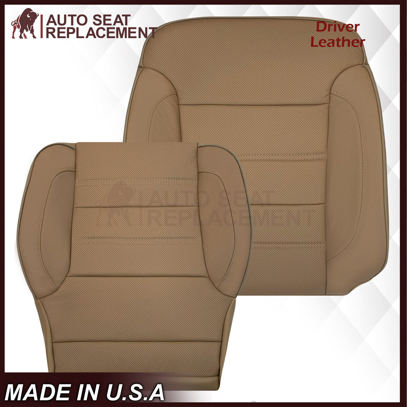 2014-2019 GMC Sierra Denali Perforated Genuine Leather Replacement Seat Cover In Dune Tan - Auto Seat Replacement