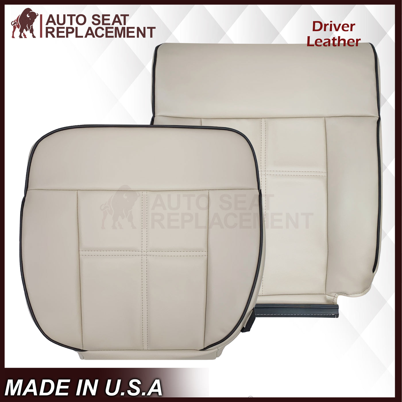 thumbnail image 2 of US Auto Nation Direct Replacement Driver Side Bottom Leather Seat Cover For 2006-2008 Lincoln Mark LT – Dove Gray (Fits Heated Seats, Code VB) 2 of 5