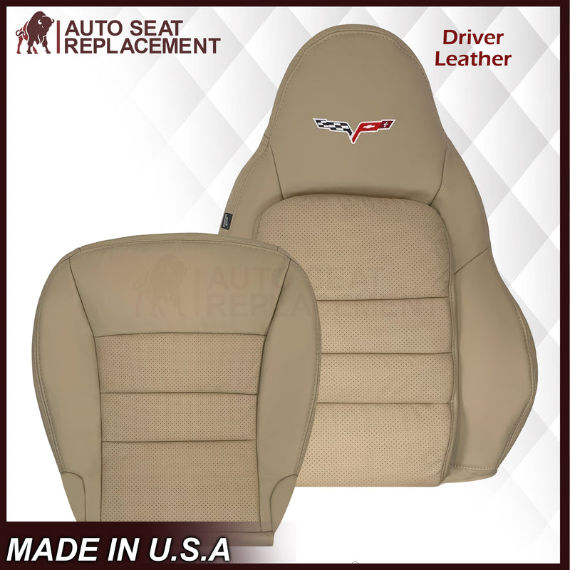 2005-2013 Chevy Corvette C6 Replacement Seat Covers: Tan Perforated