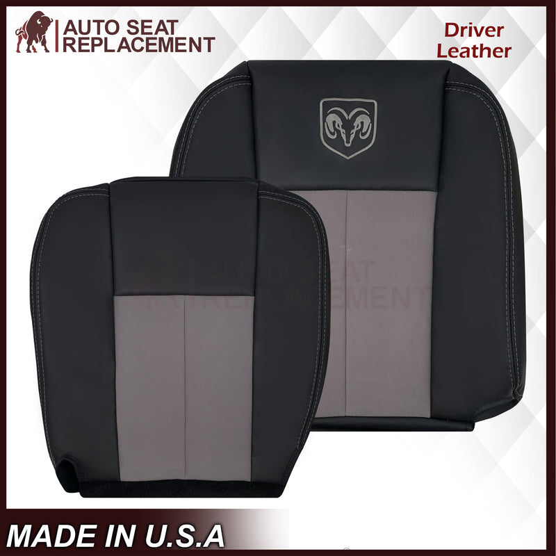2004 Dodge Ram 1500 SLT Quad Cab Leather or Synthetic Leather With Suede Insert Replacement Seat Covers In Dark Slate "Dark Gray"