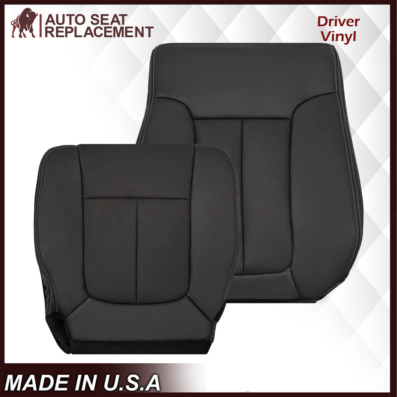 2009 - 2014 Ford F-150 Lariat Replacement Perforated Genuine Leather / Synthetic Leather Seat Cover In Black