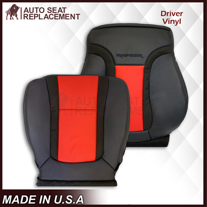 2010 - 2014 Ford F-150 Raptor Top or Bottom Perforated Seat Cover in 2 Tone Red-Black Choose: Leather or Vinyl