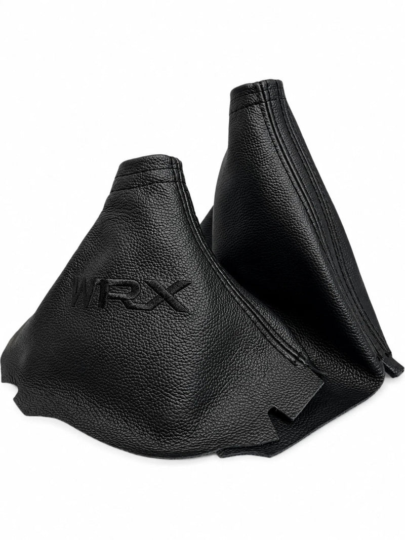 Leather Handbrake & Shift Boot Cover with Embroidery for Subaru Impreza WRX Non STI - Auto Seat Replacement