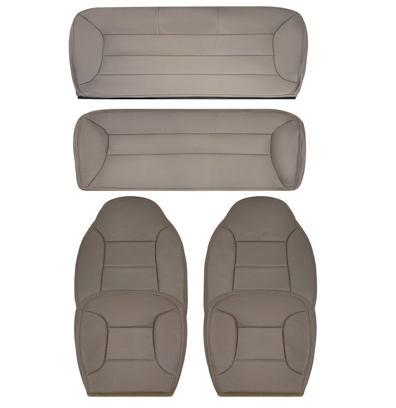 1992 - 1996 Ford Bronco Eddie Bauer Front & Second Row Synthetic Leather Seat Covers In Mocha Tan