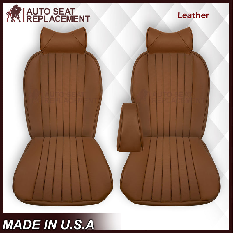 1972-1989 Mercedes Benz R107 Leather seat Covers 280SL 450SL 380SL 560SL W107 SL In Saddle Brown - Auto Seat Replacement