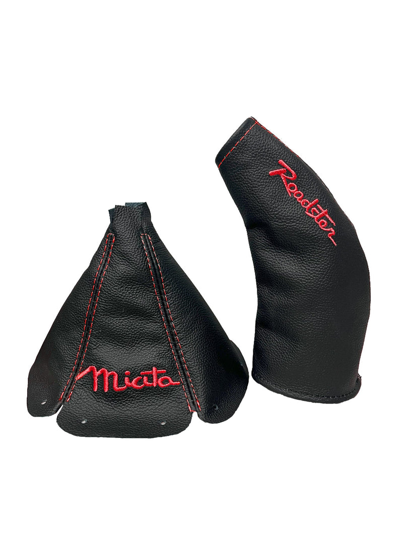 Embroidery Genuine Leather Handbrake & Shift Boot Cover For MZADA MK1 MX-5 1998-2005