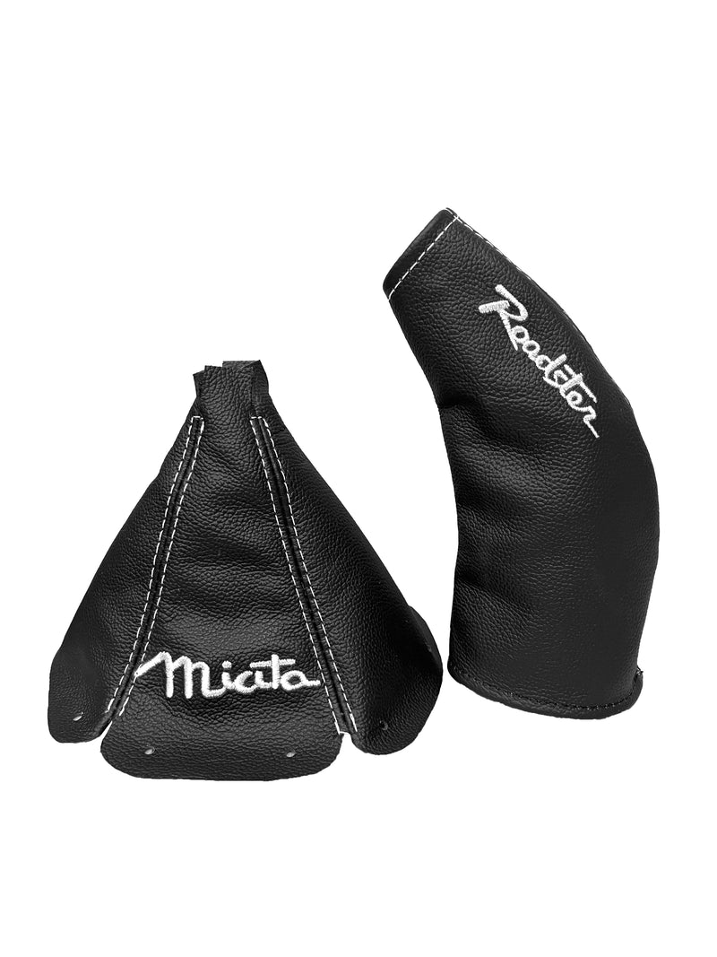 Embroidery Genuine Leather Handbrake & Shift Boot Cover For MZADA MK1 MX-5 1998-2005
