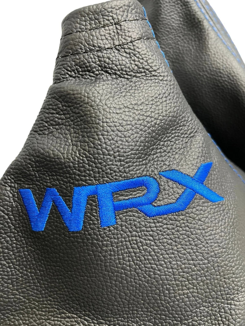 Leather Handbrake & Shift Boot Cover with Embroidery for Subaru Impreza WRX Non STI - Auto Seat Replacement