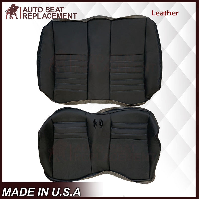 1999-2004 Ford Mustang GT Convertible Custom Blue Stitching Front & Second Row Seat Covers in Dark Charcoal Black: Choose From Variation