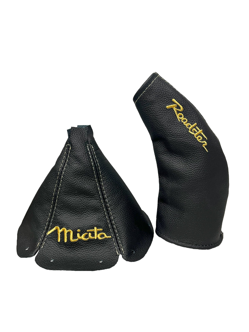 Embroidery Genuine Leather Handbrake & Shift Boot Cover For MZADA MK1 MX-5 1998-2005