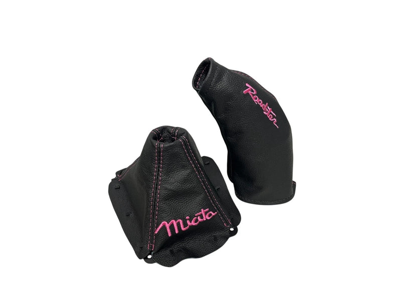 Embroidery Genuine Leather Handbrake & Shift Boot Cover For MZADA MK1 MX-5 1998-2005
