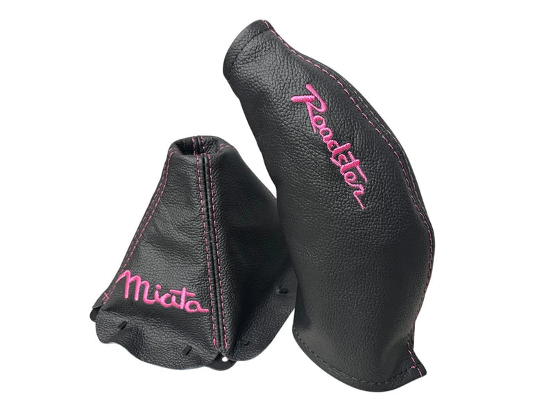 Embroidery Genuine Leather Handbrake & Shift Boot Cover For MZADA MK1 MX-5 1998-2005