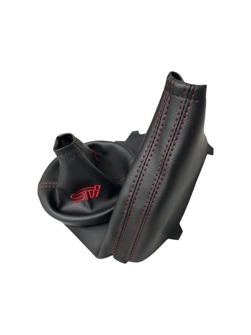 For SUBARU STI 2015-2021 Embroidered PU Leather Shift & Handbrake Boot Cover - Auto Seat Replacement