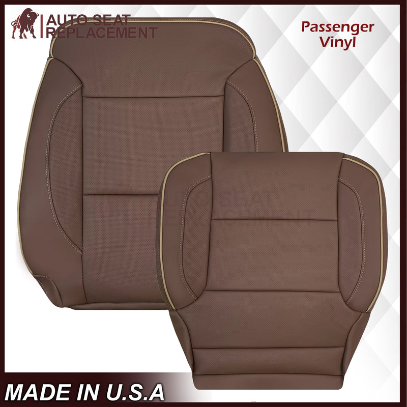 2014-2019 Chevy Silverado 1500 2500HD 3500HD High Country Replacement Perforated Genuine Leather OR Synthetic Leather Seat Covers: Brown - Auto Seat Replacement