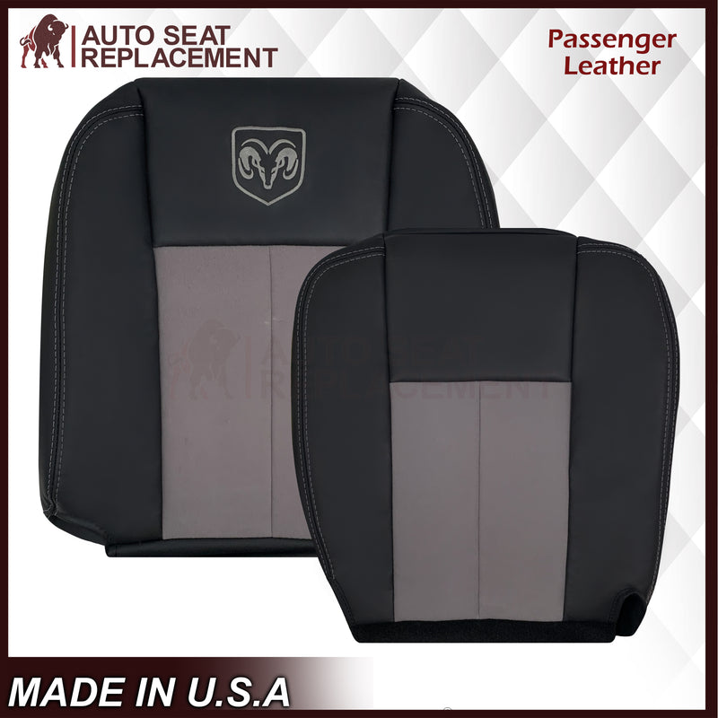 2004 Dodge Ram 1500 SLT Quad Cab Leather or Synthetic Leather With Suede Insert Replacement Seat Covers In Dark Slate "Dark Gray"
