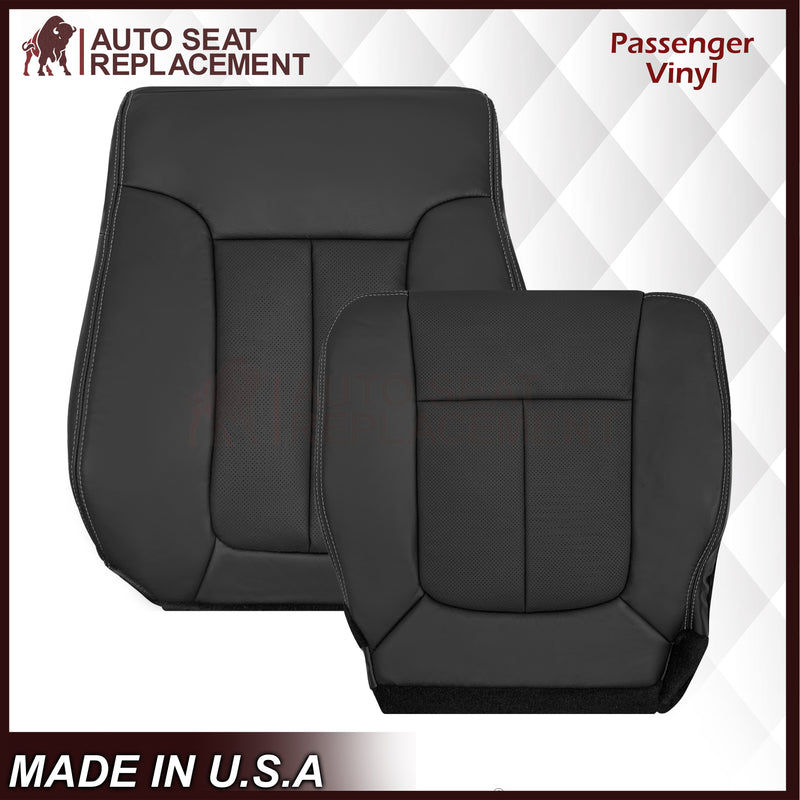 2009 - 2014 Ford F-150 Lariat Replacement Perforated Genuine Leather / Synthetic Leather Seat Cover In Black