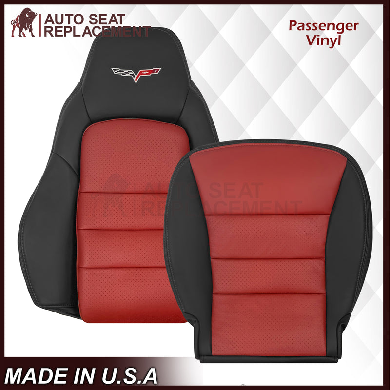 2005 - 2007 Corvette C6 Replacement Seat Cover 2-tone black and Cobalt Red
