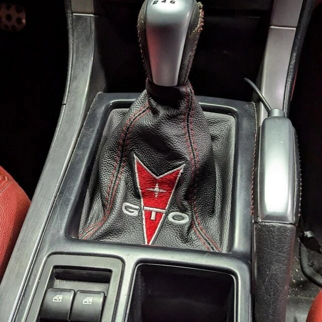 Custom Embroidered Leather Shift Boot Cover for Pontiac GTO 2004 - 2006