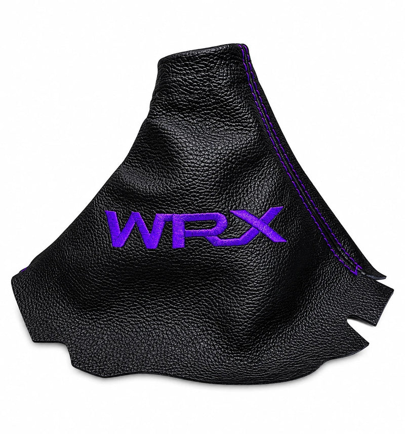 Leather Handbrake & Shift Boot Cover with Embroidery for Subaru Impreza WRX Non STI - Auto Seat Replacement