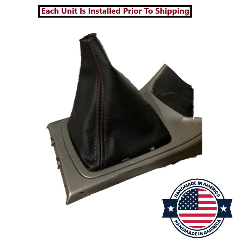 2008 - 2016 Subaru Impreza WRX STI Shift E-Brake Boot & Console Lid Cover Set In Black With Red Stitching - Auto Seat Replacement