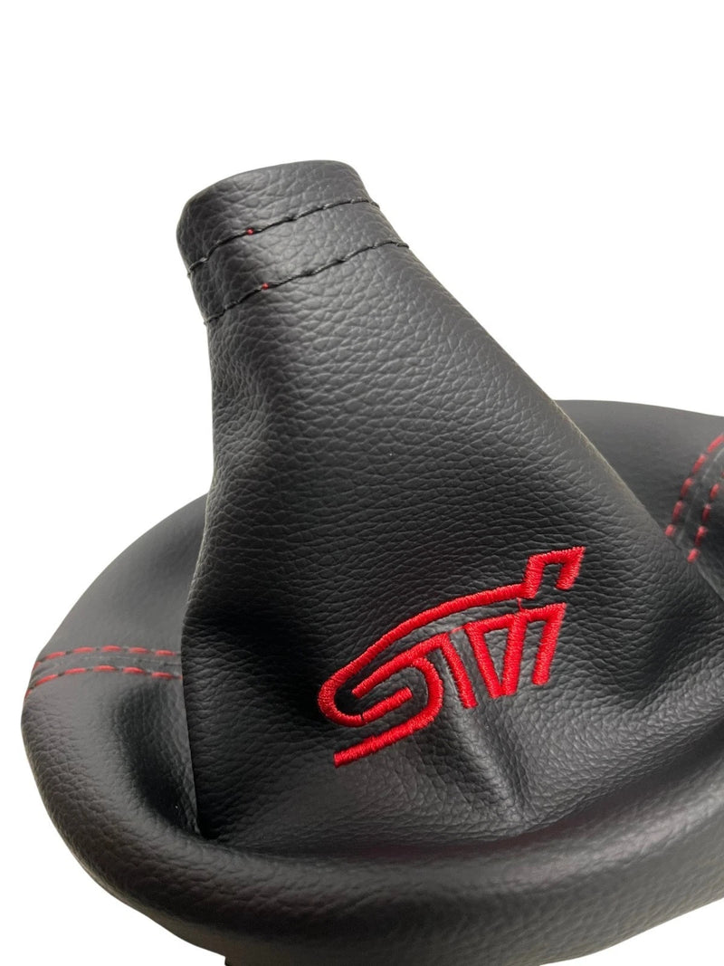 For SUBARU STI 2015-2021 Embroidered PU Leather Shift & Handbrake Boot Cover - Auto Seat Replacement